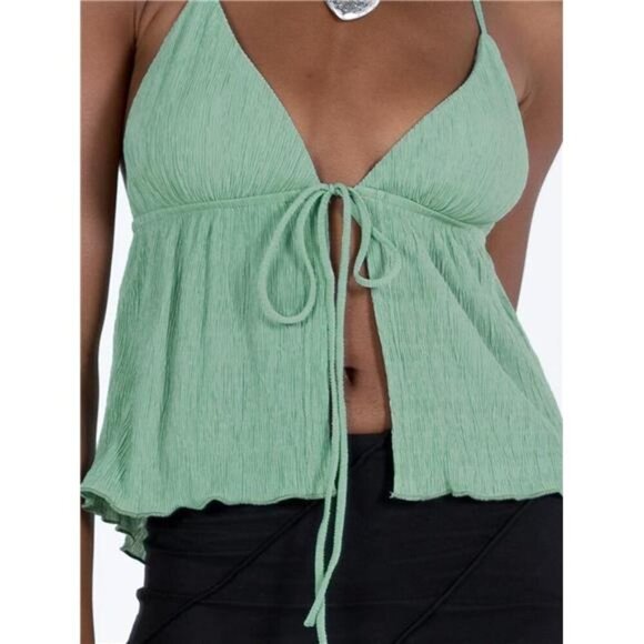 Halter Neck Cami with Tie Front Detail - Picture 13 of 16